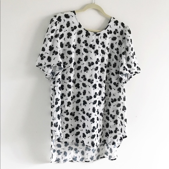 😊4/$20 NWOT Spense Black White Floral Gingham Top 1X - Picture 2 of 11